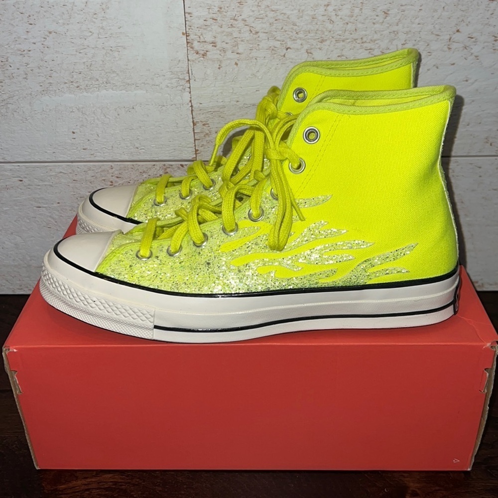 Converse High-Top Sneakers in Neon Yellow